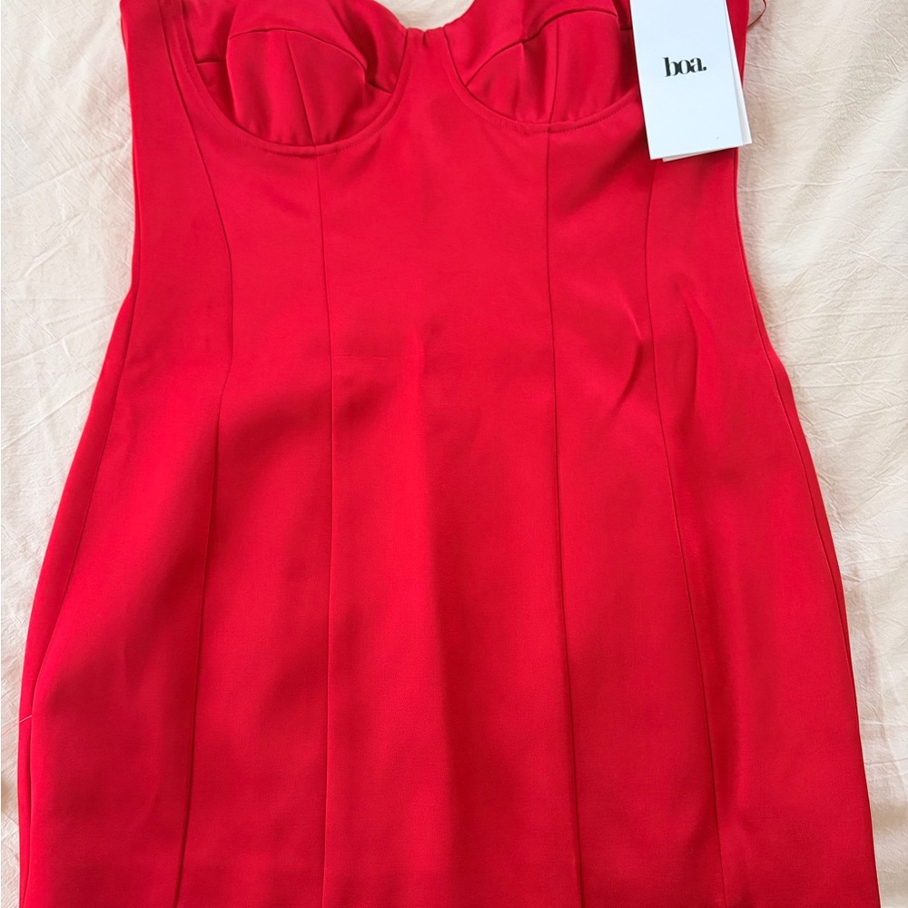 Boa Red Bustier Chemise Dress